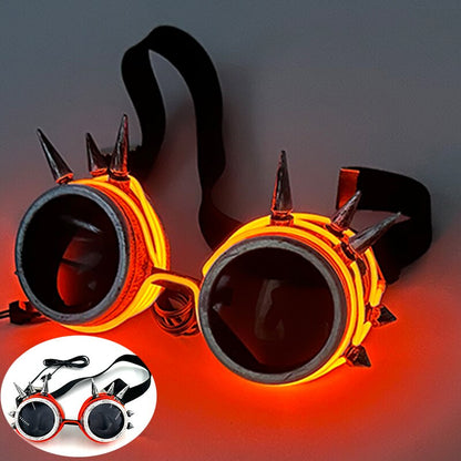 LED Liu Nai Steam Punk Luminous Glasses Novelty Lighting Fluorescent Party Props Neon Party Glasses Rave Accessories