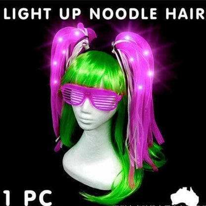 LED Light Up Flashing Neon Party Rave Wear Noodle Hair Luminous Glow Hairband Halloween Dress Nightclub DJ Dancer Accessories