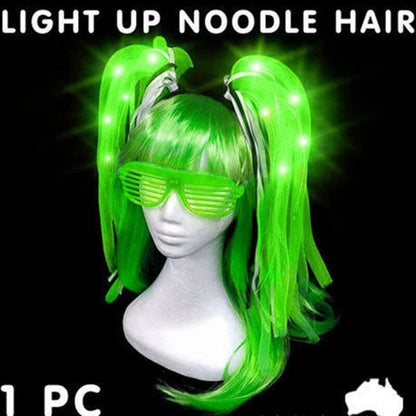 LED Light Up Flashing Neon Party Rave Wear Noodle Hair Luminous Glow Hairband Halloween Dress Nightclub DJ Dancer Accessories