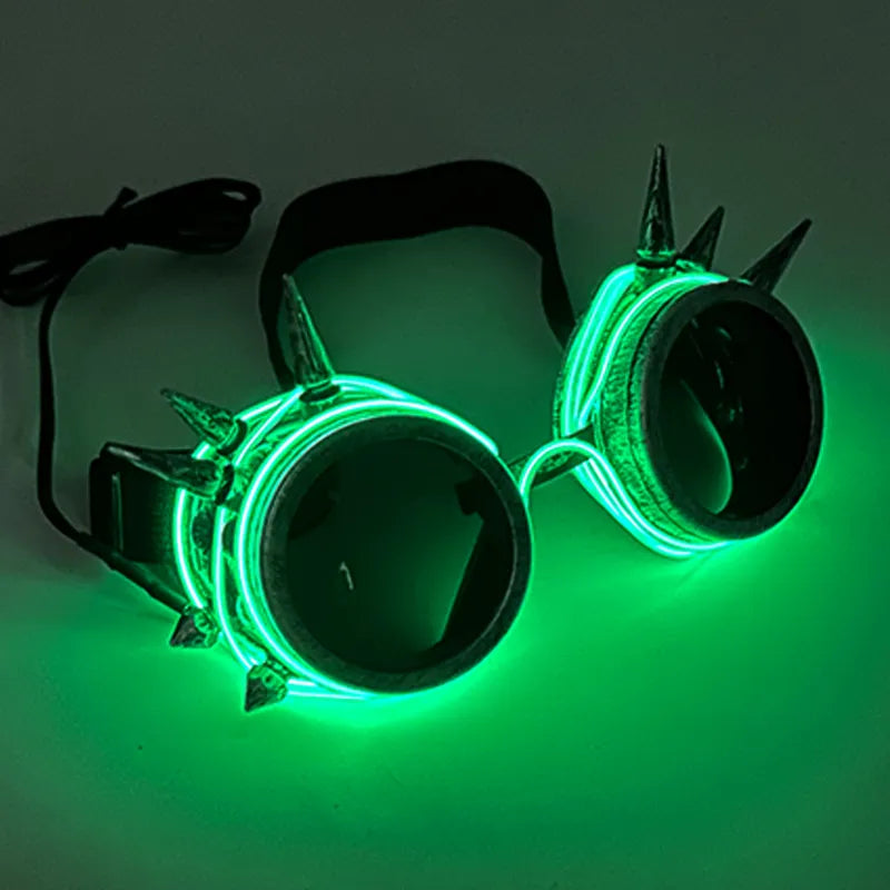 LED Liu Nai Steam Punk Luminous Glasses Novelty Lighting Fluorescent Party Props Neon Party Glasses Rave Accessories